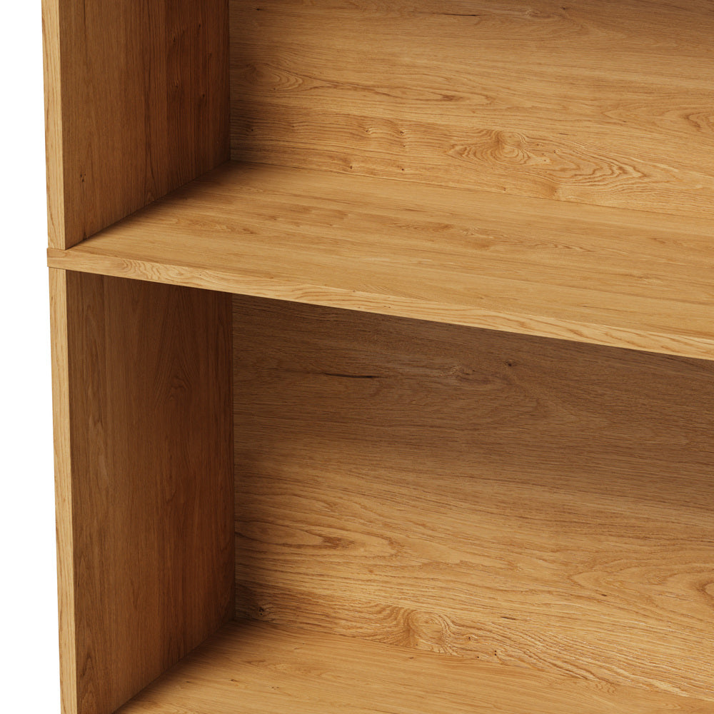 Tall Bookcase Display Shelf 2 Door Adjustable Cabinet Natural