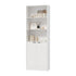 Tall Bookcase Display Shelf 2 Door Adjustable Cabinet White