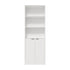Tall Bookcase Display Shelf 2 Door Adjustable Cabinet White