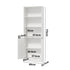 Tall Bookcase Display Shelf 2 Door Adjustable Cabinet White