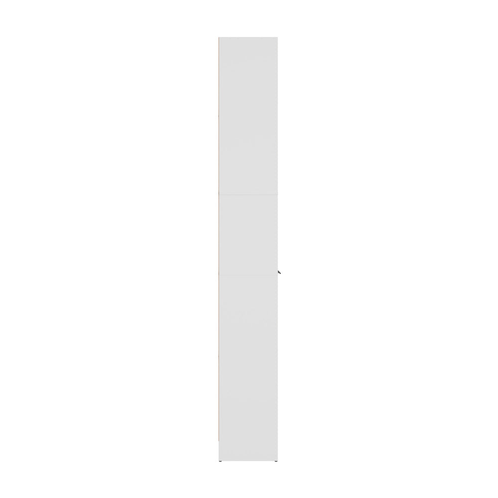 Tall Bookcase Display Shelf 2 Door Adjustable Cabinet White