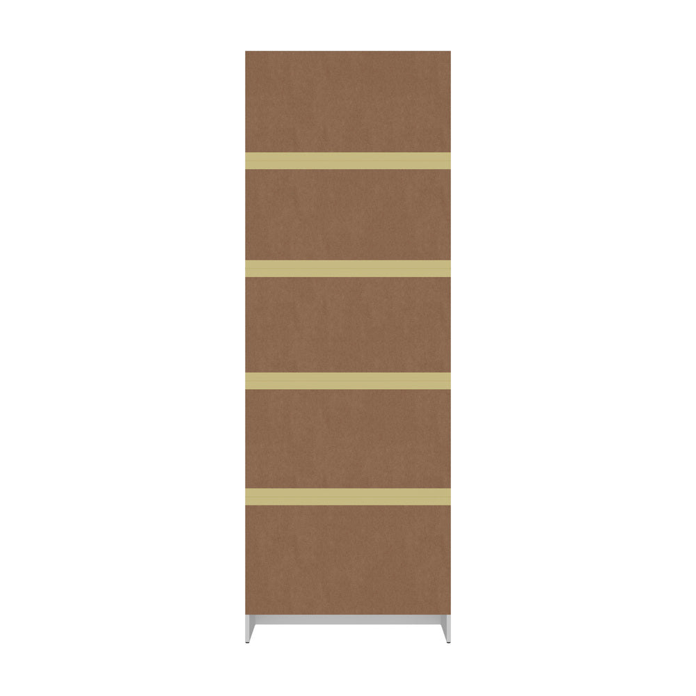 Tall Bookcase Display Shelf 2 Door Adjustable Cabinet White