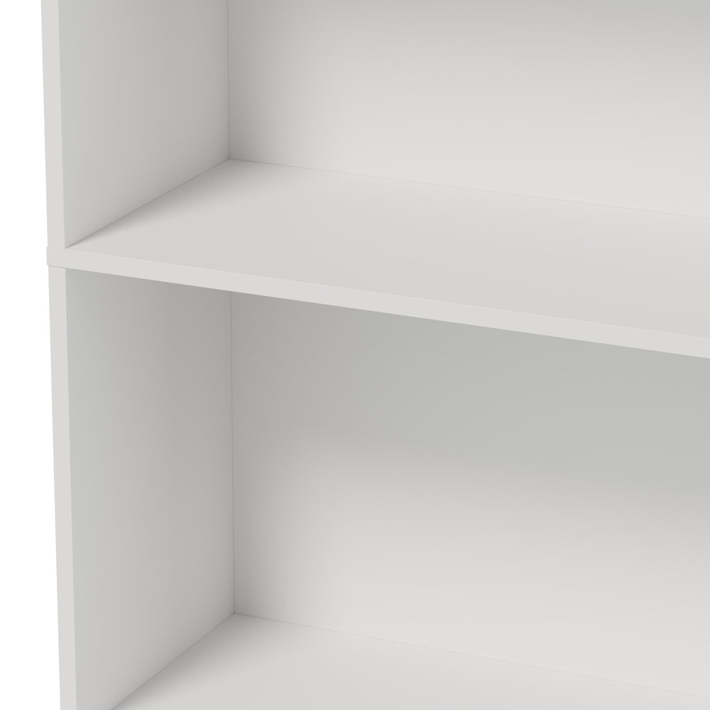 Tall Bookcase Display Shelf 2 Door Adjustable Cabinet White