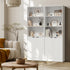 Tall Bookcase Display Shelf 2 Door Adjustable Cabinet White