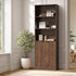 Tall Bookcase Display Shelf 2 Door Adjustable Cabinet Walnut