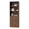 Tall Bookcase Display Shelf 2 Door Adjustable Cabinet Walnut