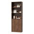Tall Bookcase Display Shelf 2 Door Adjustable Cabinet Walnut