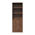 Tall Bookcase Display Shelf 2 Door Adjustable Cabinet Walnut