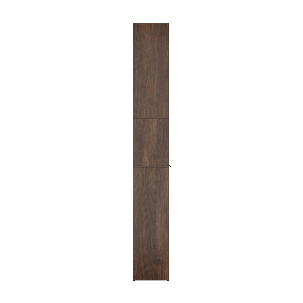 Tall Bookcase Display Shelf 2 Door Adjustable Cabinet Walnut