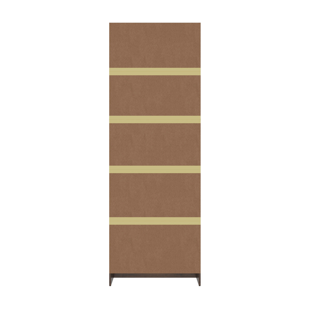 Tall Bookcase Display Shelf 2 Door Adjustable Cabinet Walnut