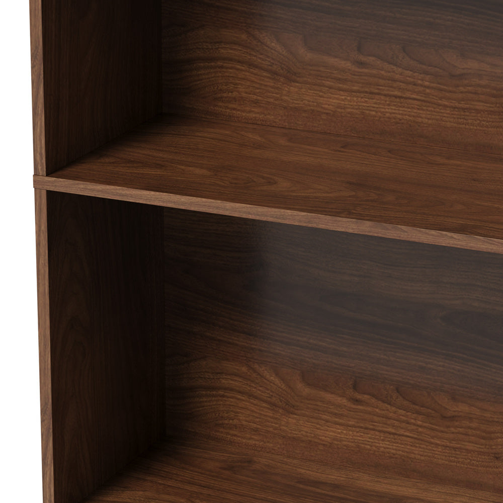 Tall Bookcase Display Shelf 2 Door Adjustable Cabinet Walnut
