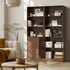 Tall Bookcase Display Shelf 2 Door Adjustable Cabinet Walnut