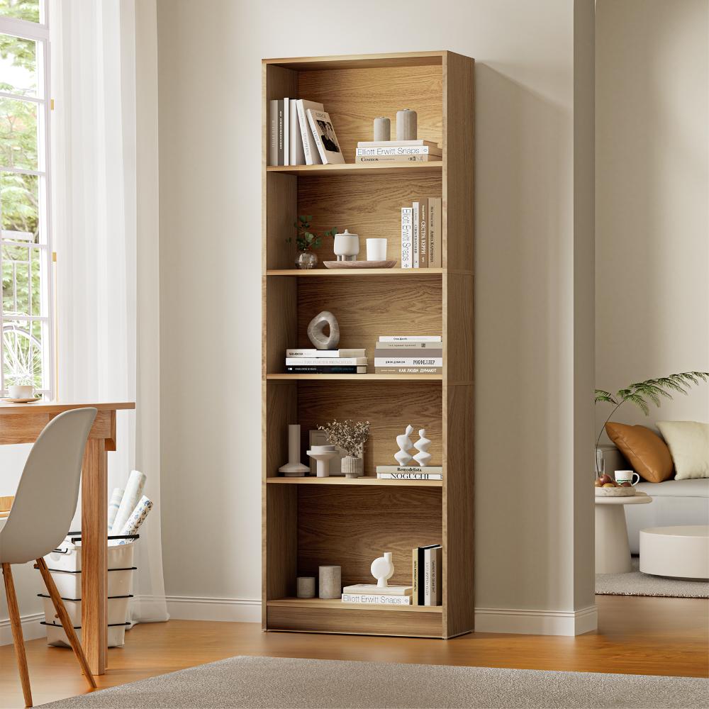 Bookshelf Display Shelf 5-Tier Natural