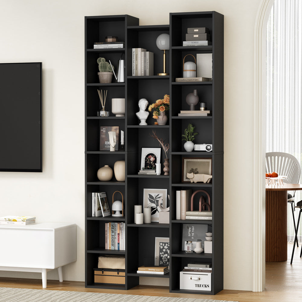 Bookshelf Display Shelf CD DVD Storage Media Rack Black