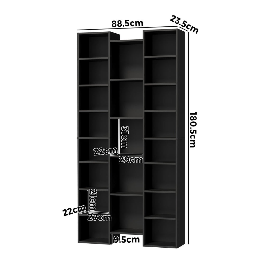 Bookshelf Display Shelf CD DVD Storage Media Rack Black