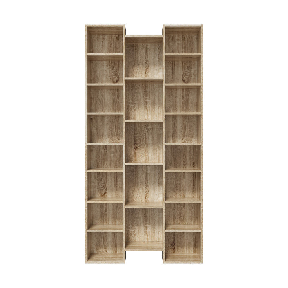 Bookshelf Display Shelf CD DVD Storage Media Rack Natural