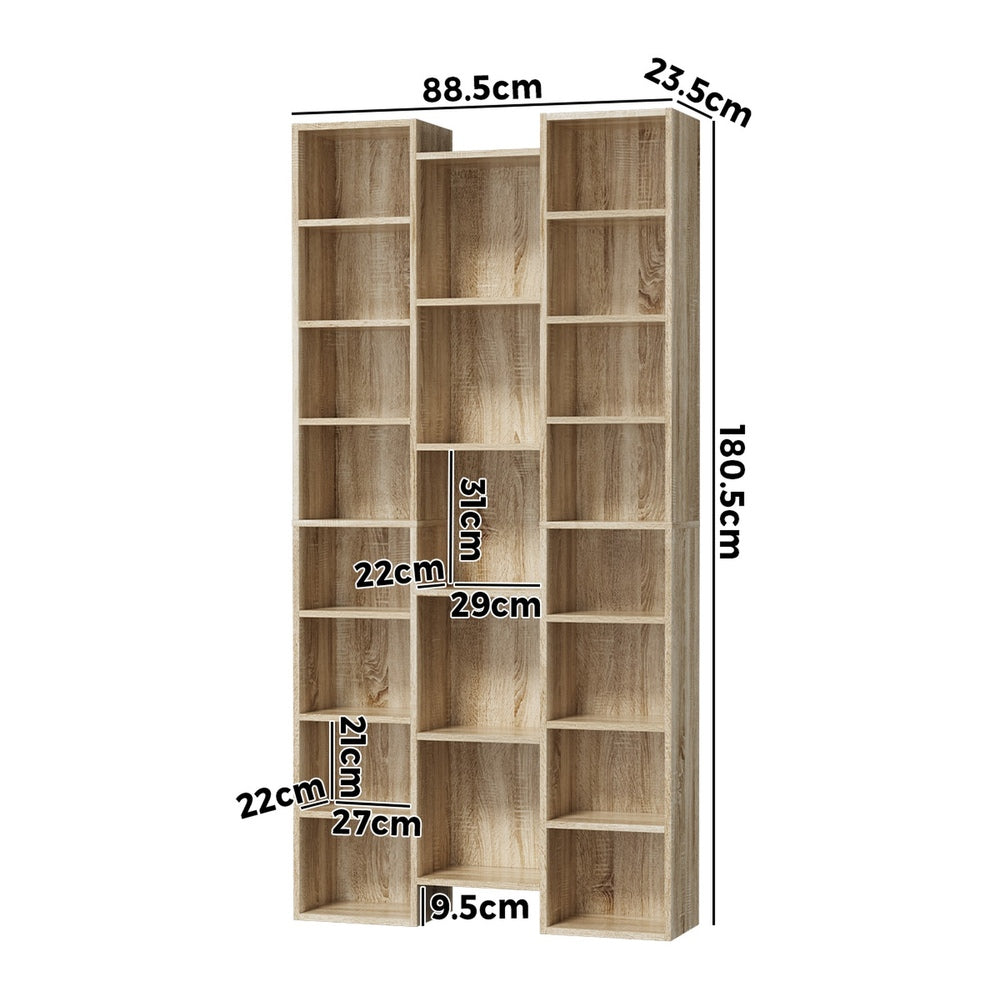 Bookshelf Display Shelf CD DVD Storage Media Rack Natural