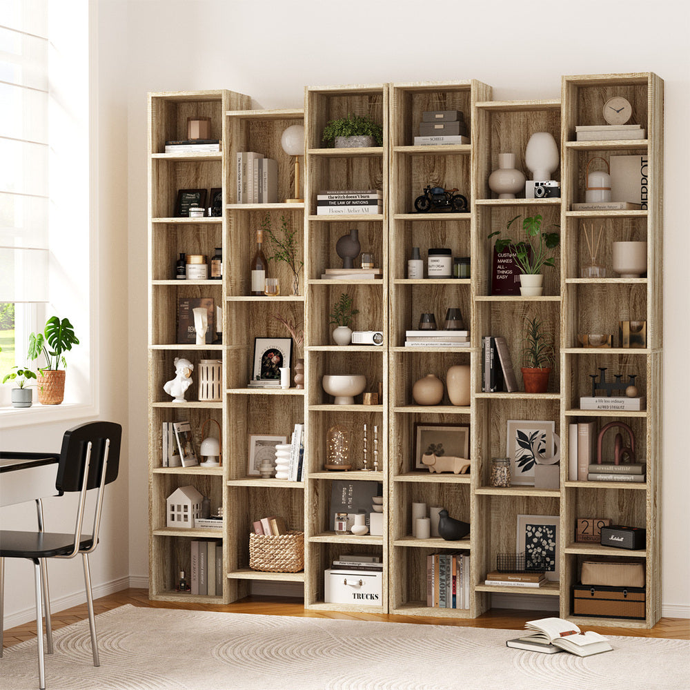 Bookshelf Display Shelf CD DVD Storage Media Rack Natural