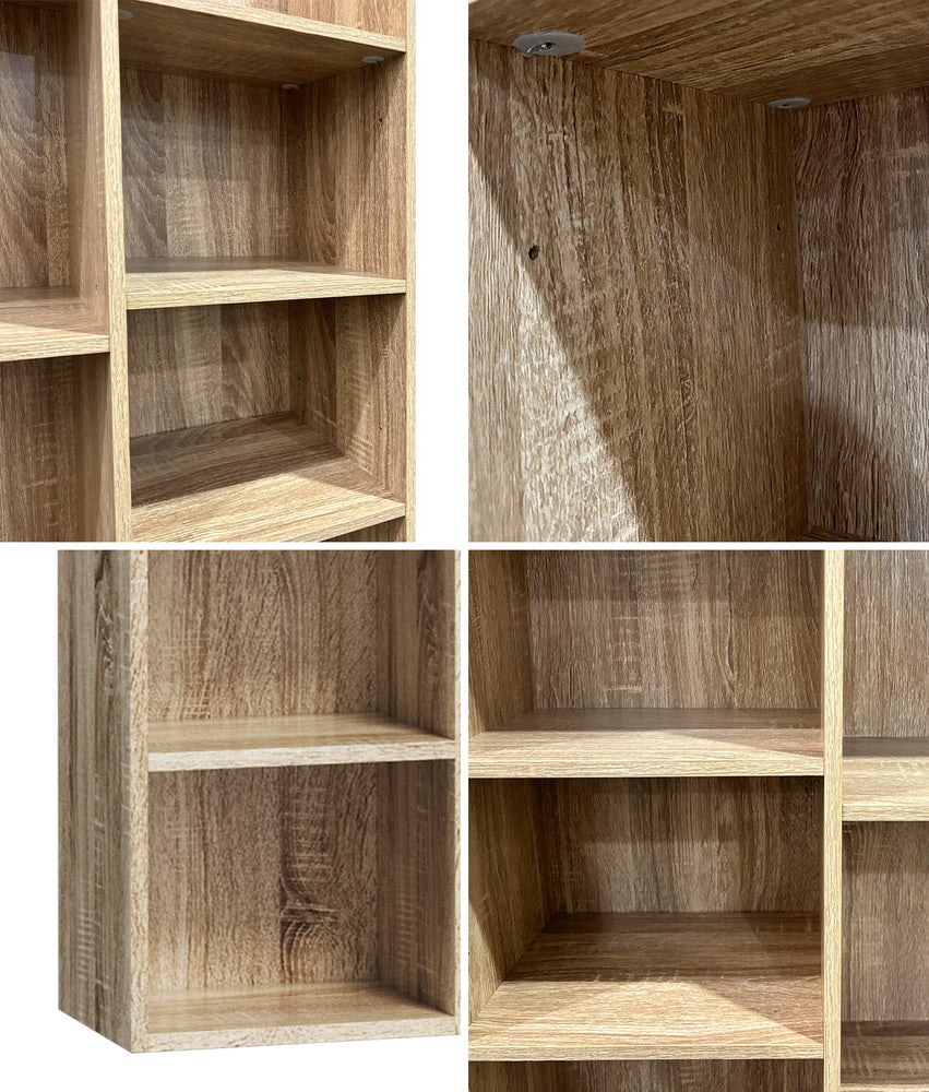 Bookshelf Display Shelf CD DVD Storage Media Rack Natural
