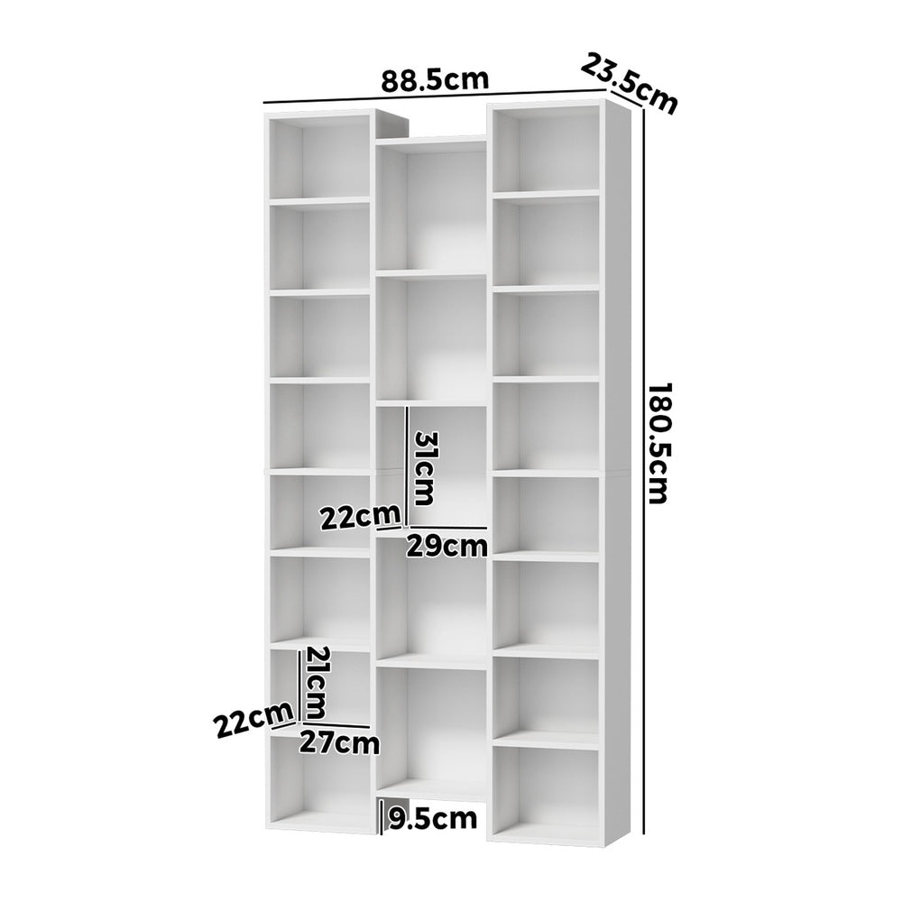 Bookshelf Display Shelf CD DVD Storage Media Rack White