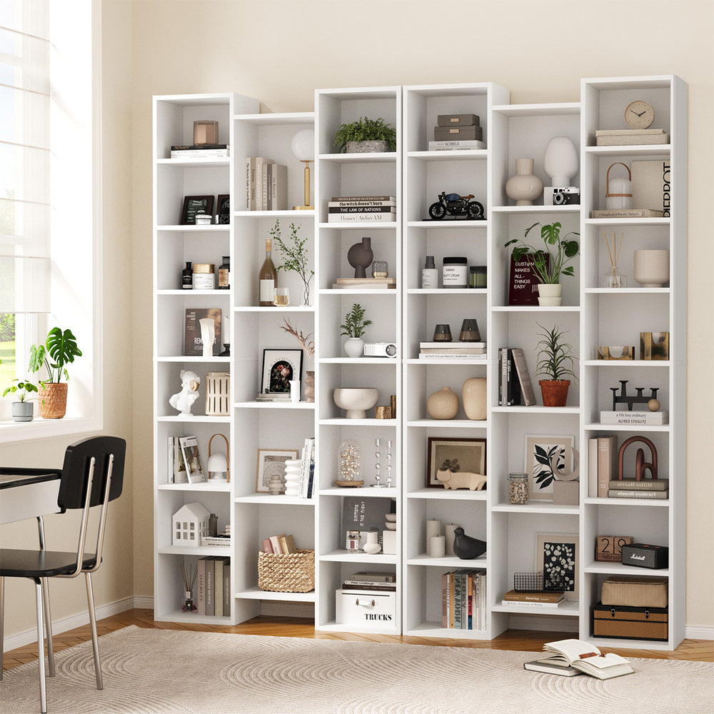 Bookshelf Display Shelf CD DVD Storage Media Rack White