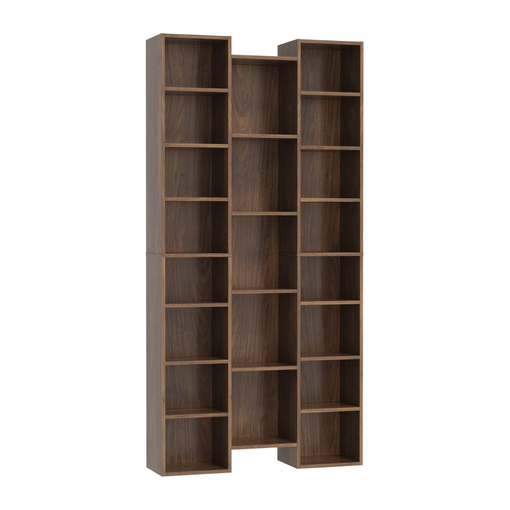 Oikiture Display Shelf 21 Cube Bookshelf DVD CD Storage Rack Bookcase Walnut