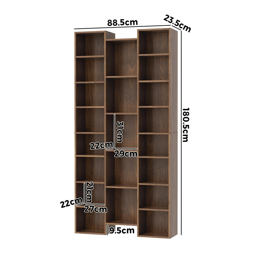 Oikiture Display Shelf 21 Cube Bookshelf DVD CD Storage Rack Bookcase Walnut