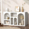 Oikiture Display Cabinet Bookcase with 6 Irregular Shelves White