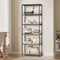 5 Tier Display Shelf Black Natural Industrial Storage Bookcase
