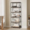 Oikiture 5 Tier Display Shelf Black Walnut Industrial Storage Bookcase