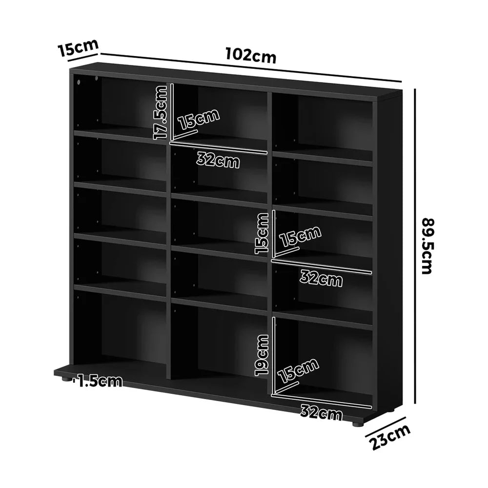 Bookshelf Display Shelf Bookcase CD Media Storage Rack Black
