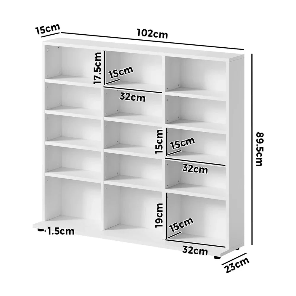Bookshelf Display Shelf Bookcase CD Media Storage Rack White