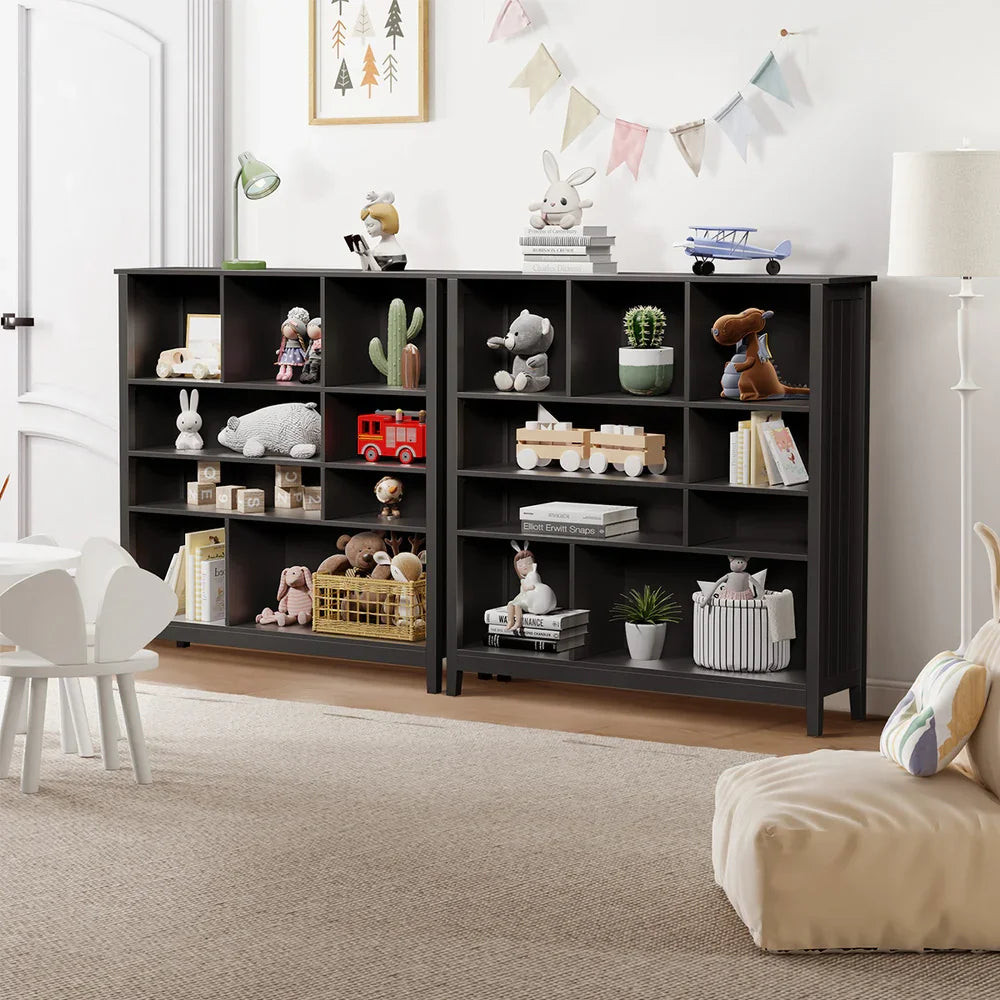 Bookshelf Bookcase Display Shelf 4-Tier Storage Cabinet Black