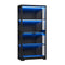 Oikiture 4 Tier Glass Display Cabinet LED Light Bookcase Stand Black