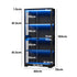 Oikiture 4 Tier Glass Display Cabinet LED Light Bookcase Stand Black