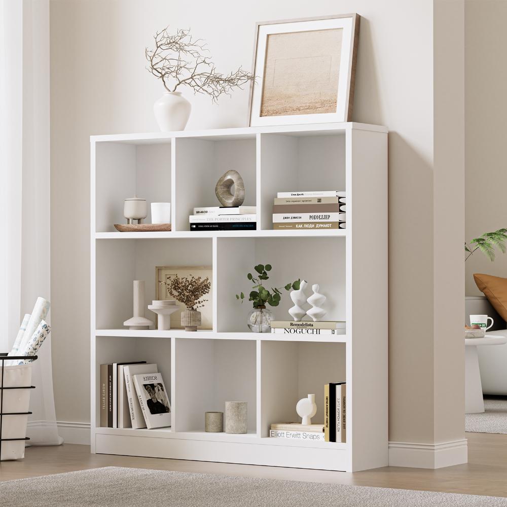 Bookshelf Display Shelves Unit Storage Organizer White