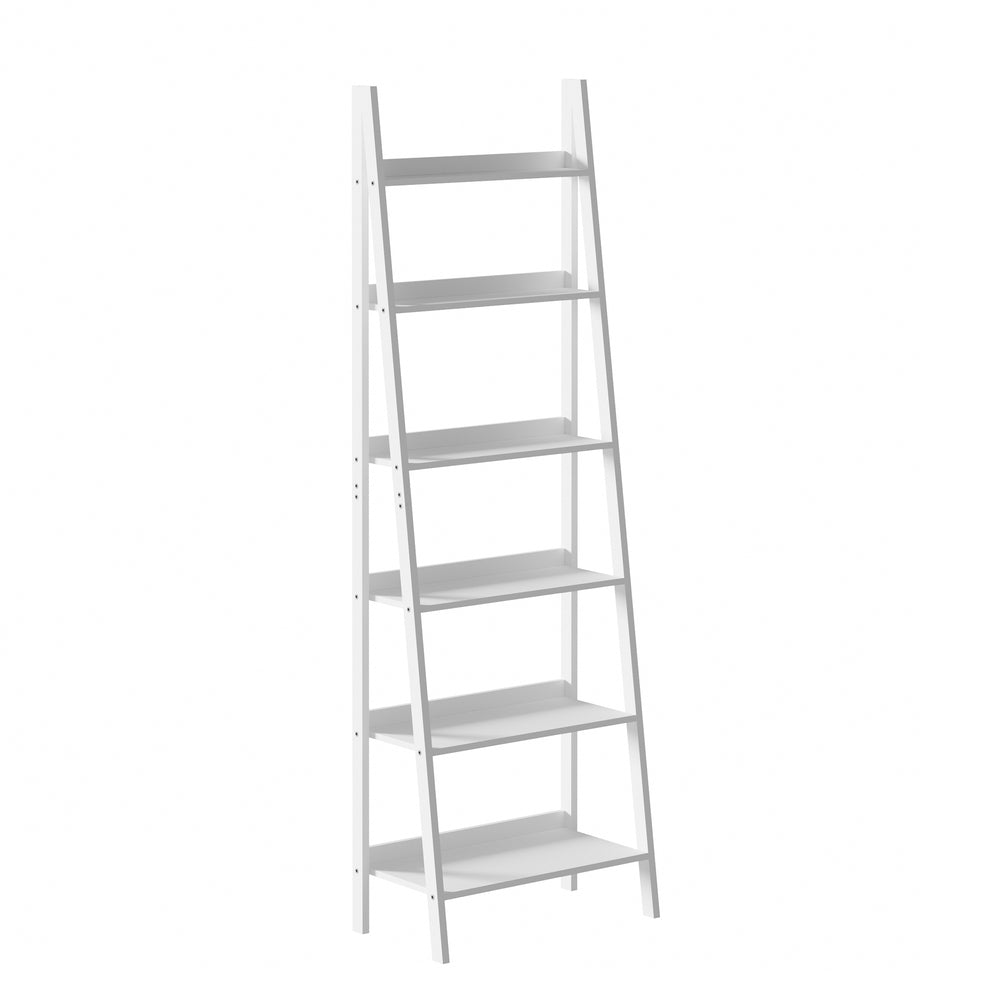 Corner Ladder Shelf 6-Tier Display Rack White