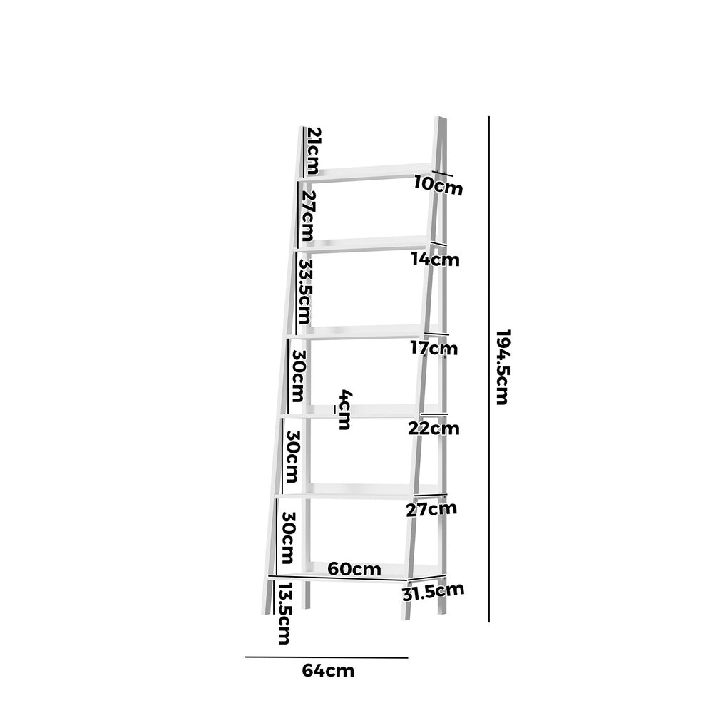 Corner Ladder Shelf 6-Tier Display Rack White