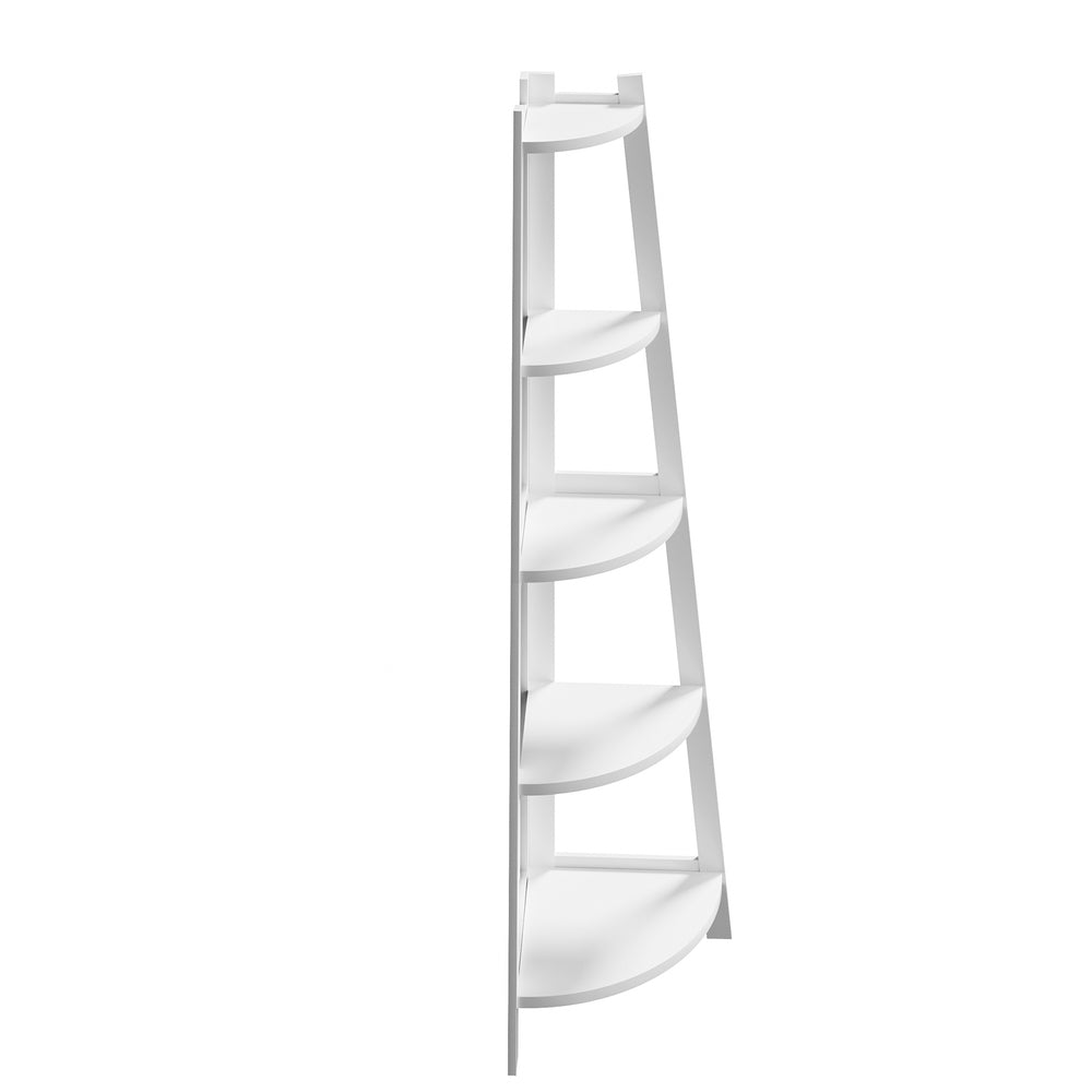 Corner Ladder Shelf 5-Tier Display Shelf White