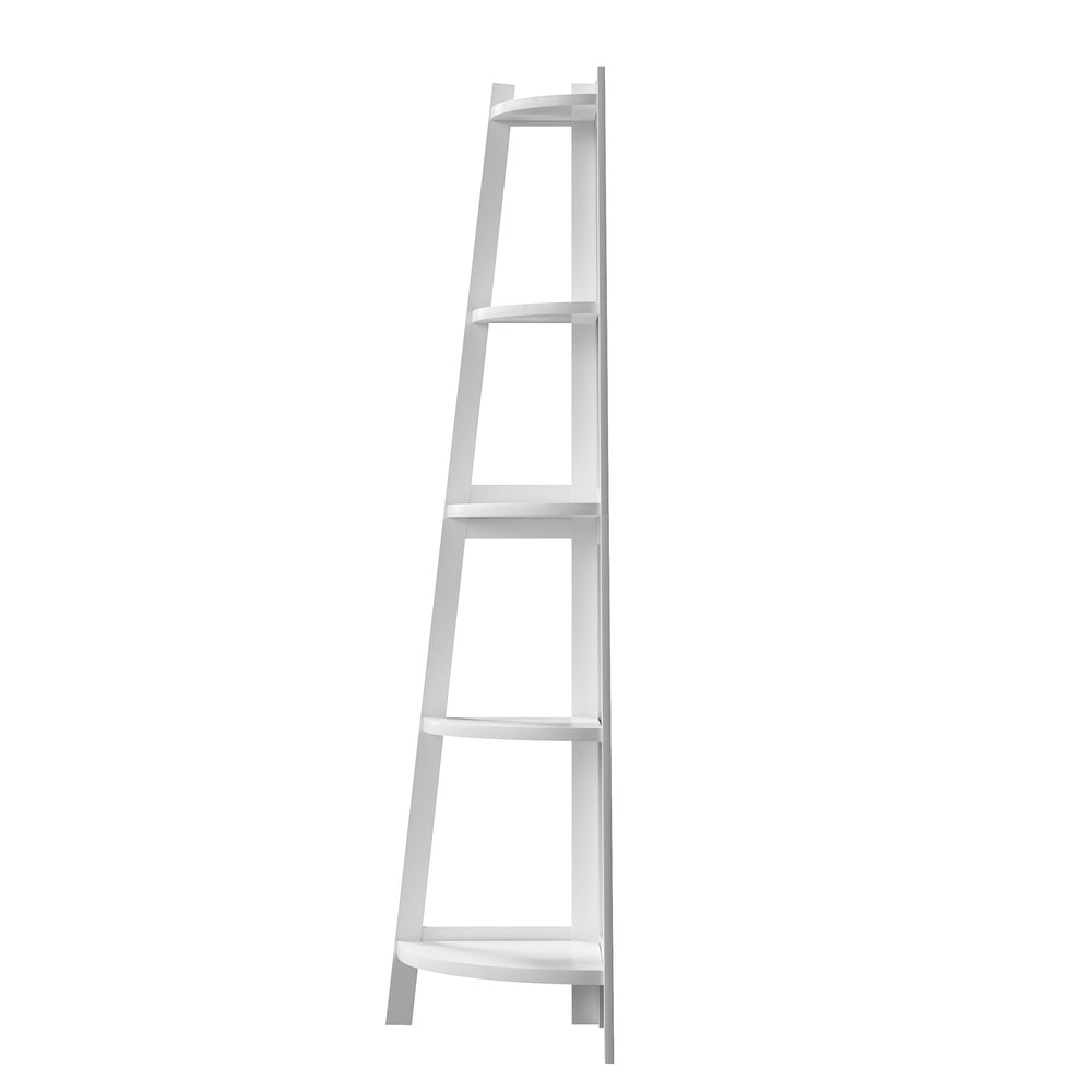 Corner Ladder Shelf 5-Tier Display Shelf White
