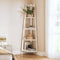 Oikiture Corner Ladder Shelf 5 Tier Display Rack White MDF Bookcase