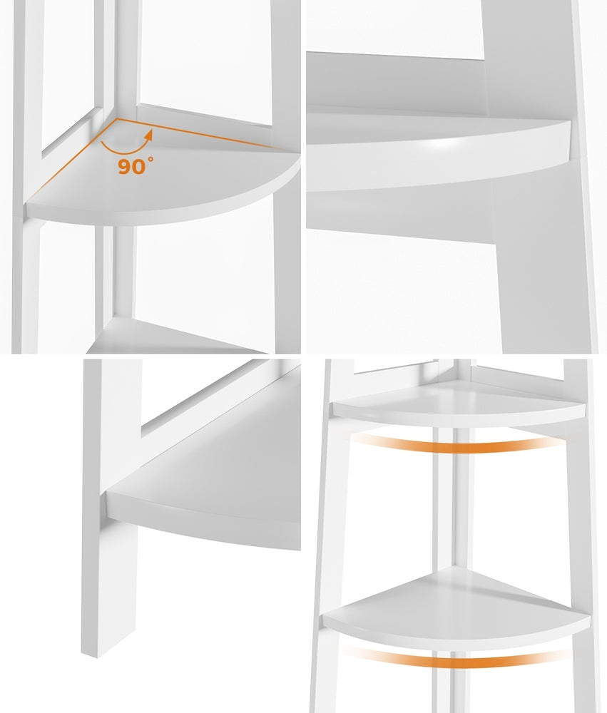Corner Ladder Shelf 5-Tier Display Shelf White