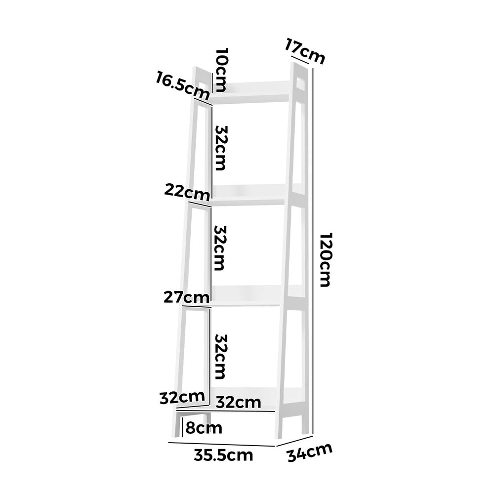 Display Shelf 4 Tier Corner Ladder Shelves White