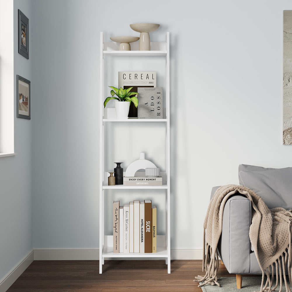 Display Shelf 4 Tier Corner Ladder Shelves White