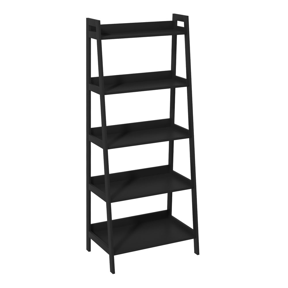 Oikiture Bookshelf 5 Tier Corner Ladder Display Rack Black