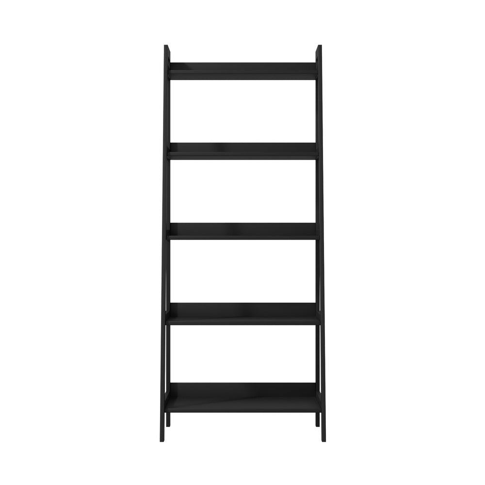 Oikiture Bookshelf 5 Tier Corner Ladder Display Rack Black