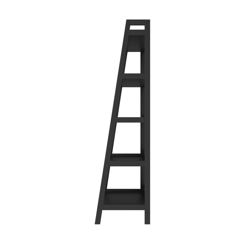 Bookshelf 5 Tier Corner Ladder Display Rack, Black, 10kg Per Tier