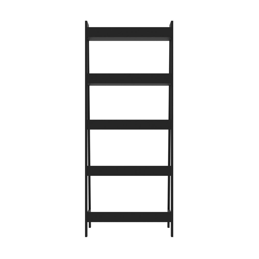 Bookshelf 5 Tier Corner Ladder Display Rack, Black, 10kg Per Tier