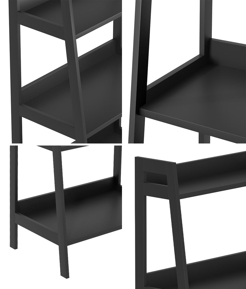 Oikiture Bookshelf 5 Tier Corner Ladder Display Rack Black