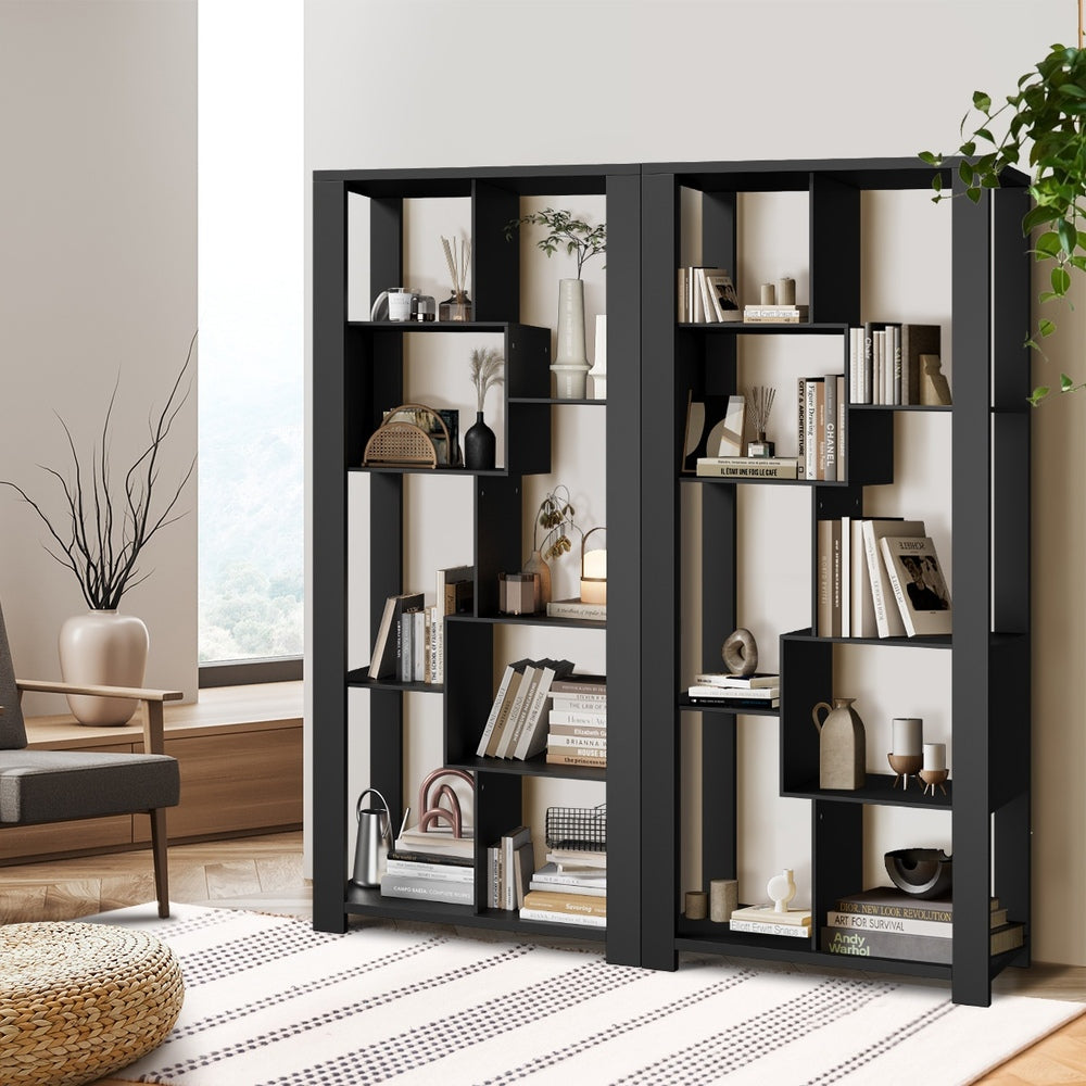 Display Shelf Open Multi-tier Shelves Black